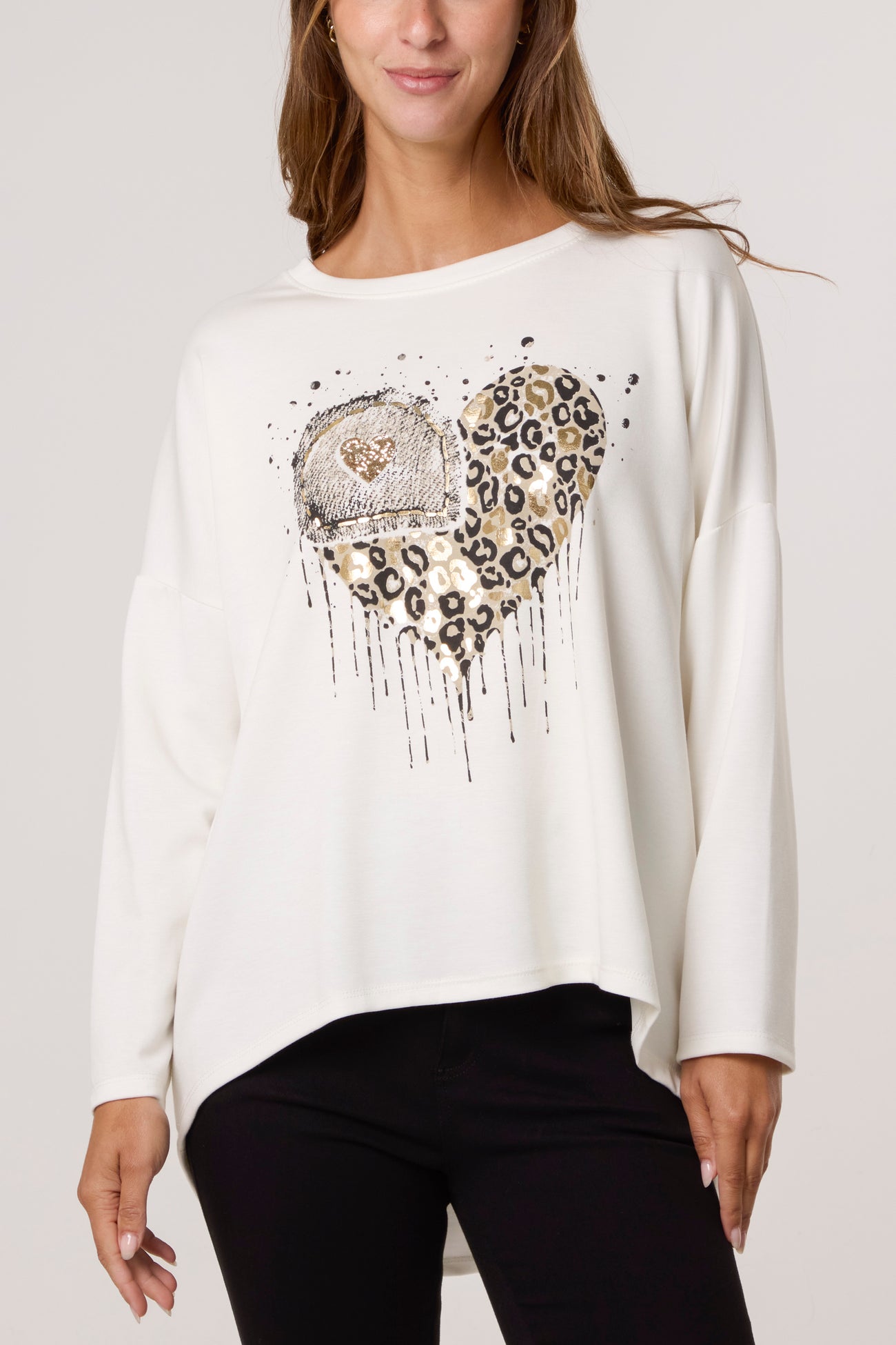 Faye Foil Animal Heart Soft Touch Sweatshirt