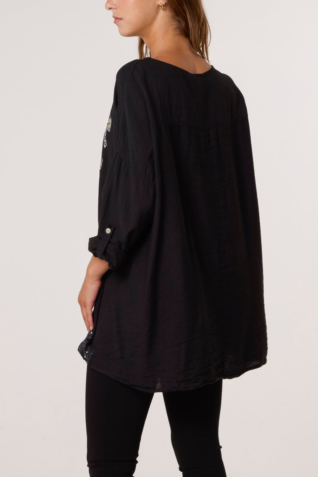 Keeley Diamante Animal Bow Detail Sequin Trim Top