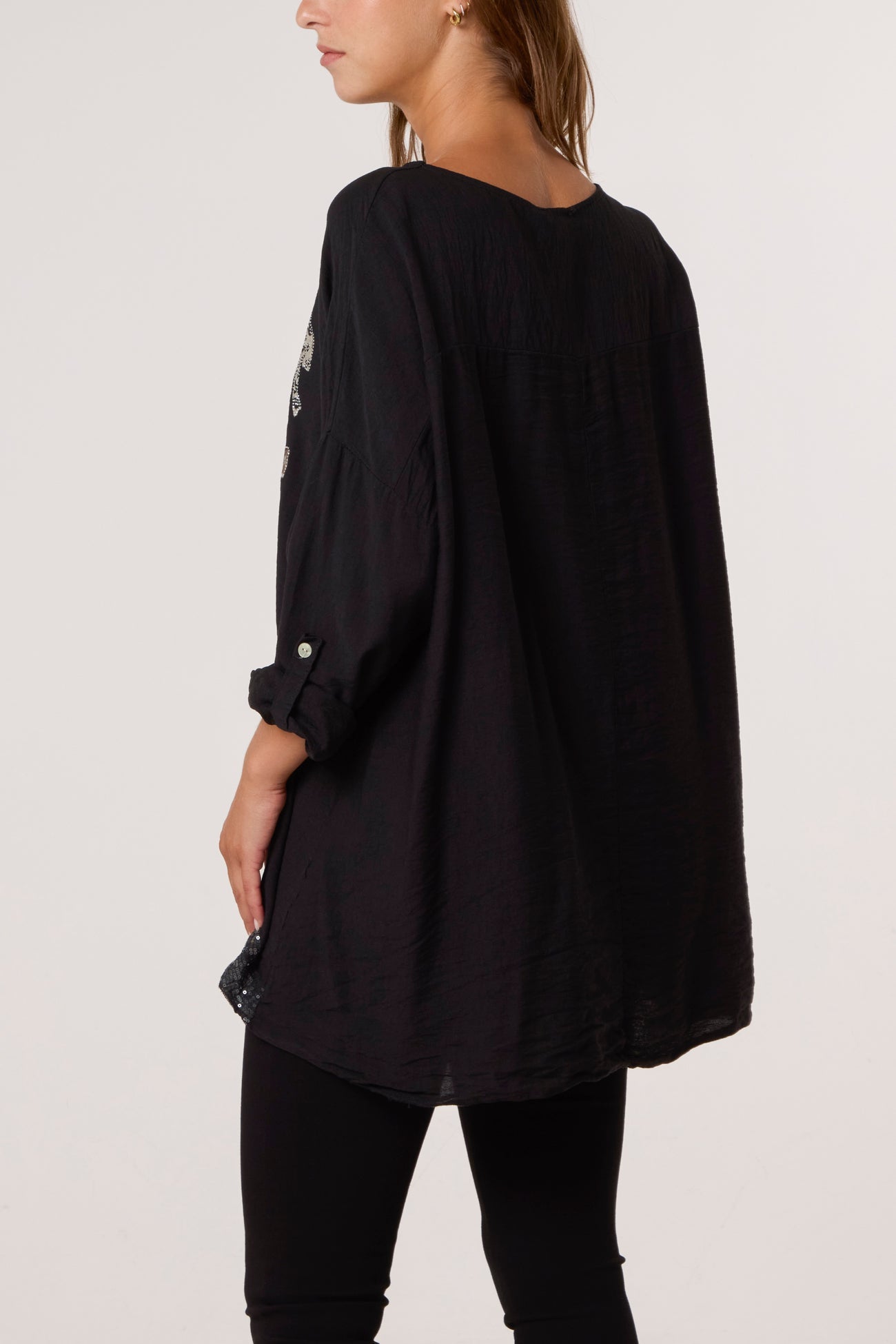Keeley Diamante Animal Bow Detail Sequin Trim Top