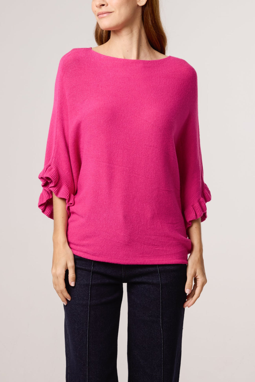 Rose Italian Ruffle Short Sleeve Knit Top