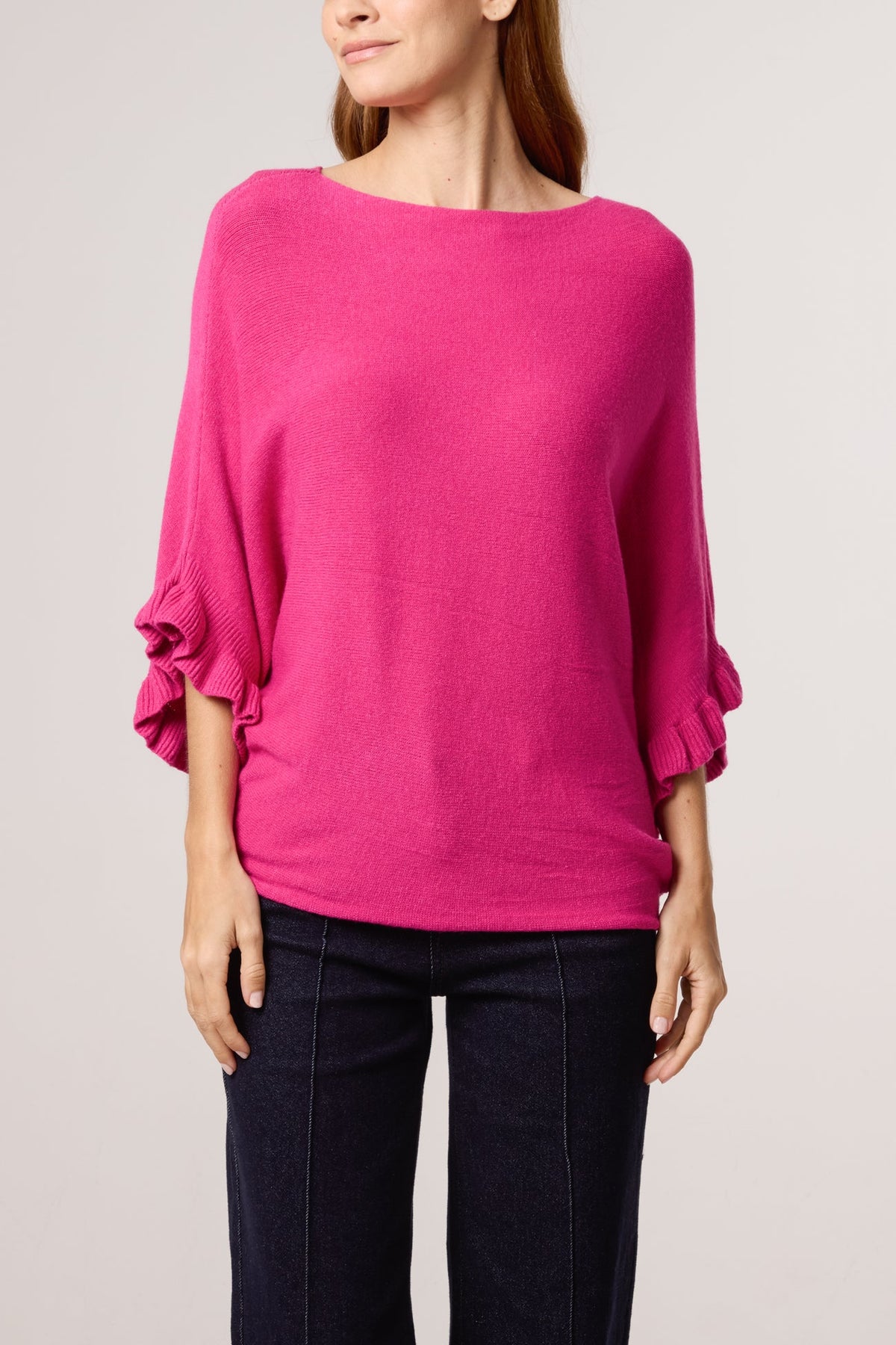 Rose Italian Ruffle Short Sleeve Knit Top
