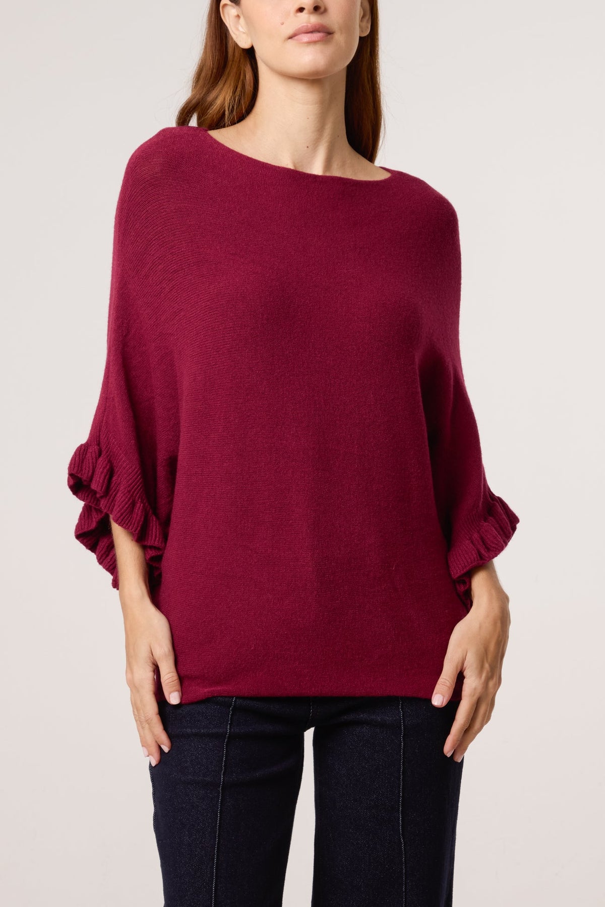 Rose Italian Ruffle Short Sleeve Knit Top