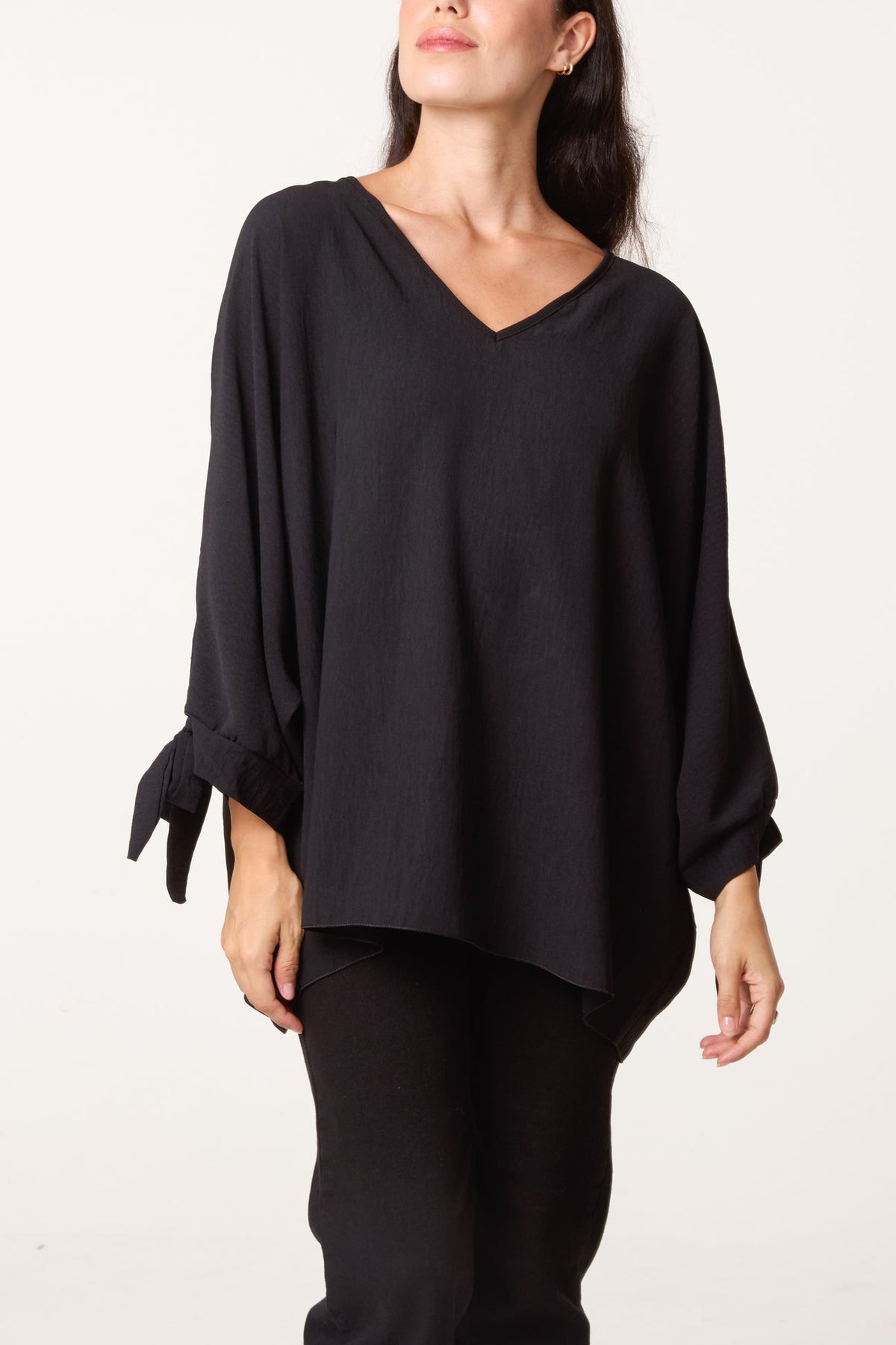 Carlie Italian Sleeve Tie V-Neck Top