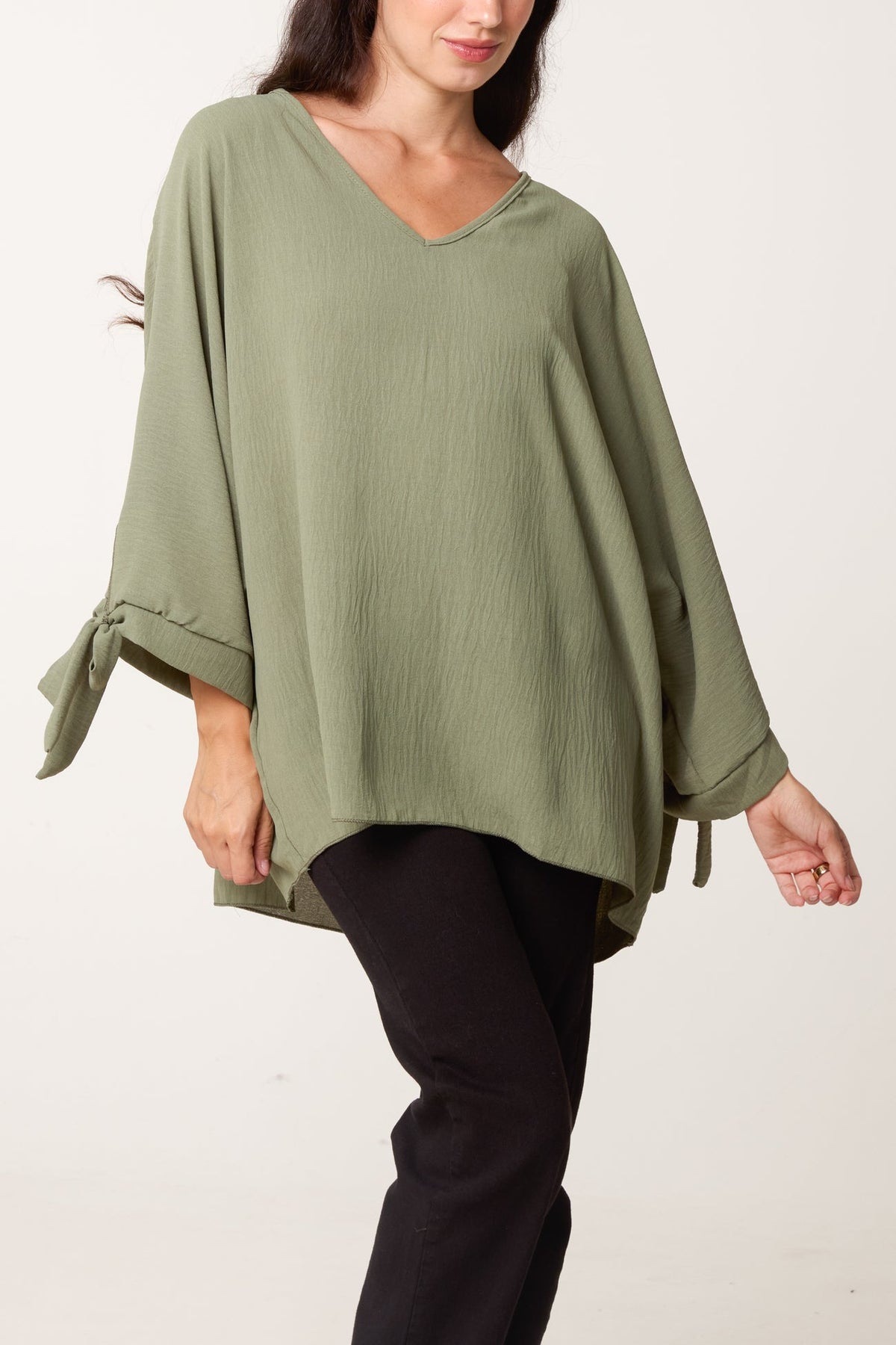 Carlie Italian Sleeve Tie V-Neck Top