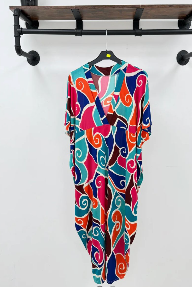 Charmaine Cap Sleeve Abstract Print Tunic Dress