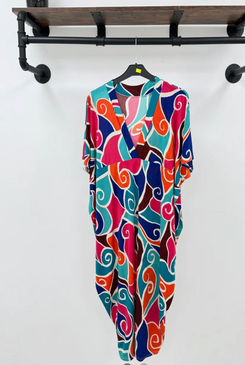 Charmaine Cap Sleeve Abstract Print Tunic Dress