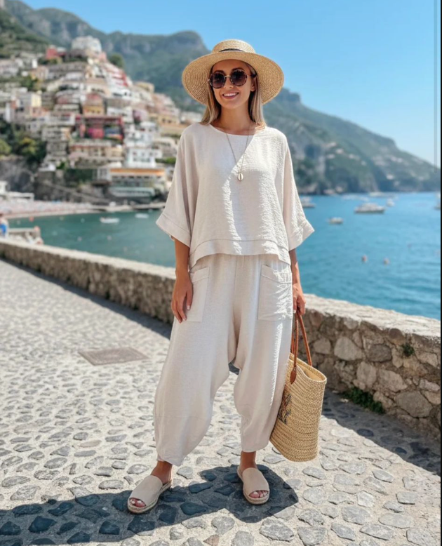 Donna Satin Trim Barrel Bottom Lounge Set