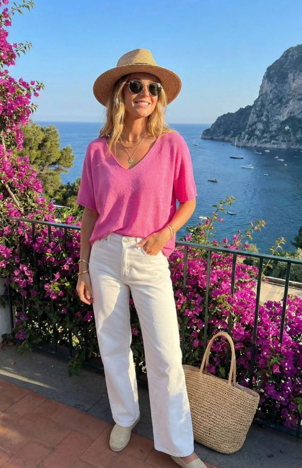 Kimmie Cap Sleeve Italian V-Neck Jumper