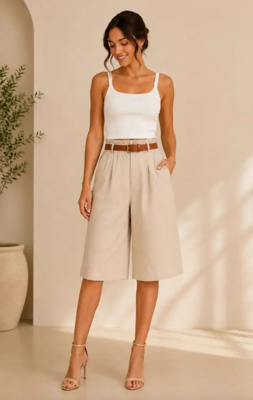 Ruby Italian Bermuda Shorts with Belt