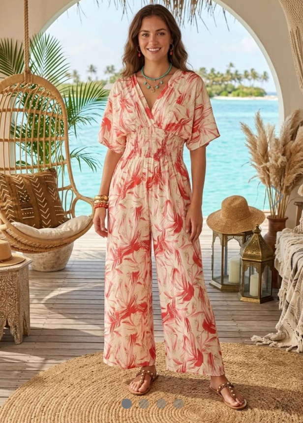 Heidi Swirl Print Elasticated Waist Jumpsuit