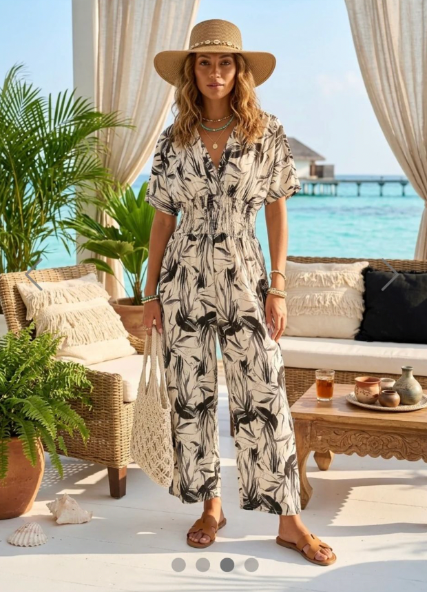 Heidi Swirl Print Elasticated Waist Jumpsuit