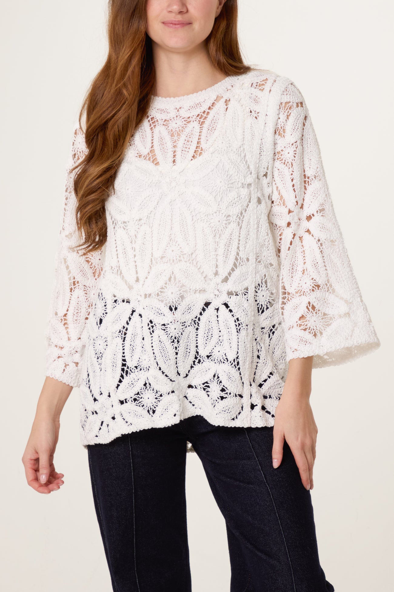 Lorna Floral Crochet Long Sleeve Top