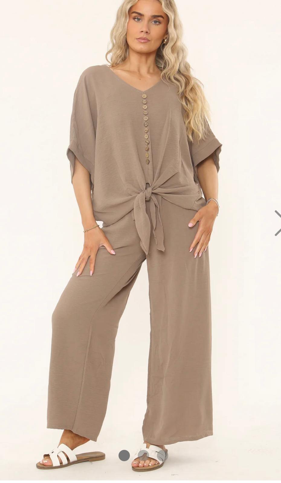 Chloe Front Tie Button Detail Co-Ord Set