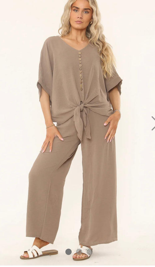 Chloe Front Tie Button Detail Co-Ord Set