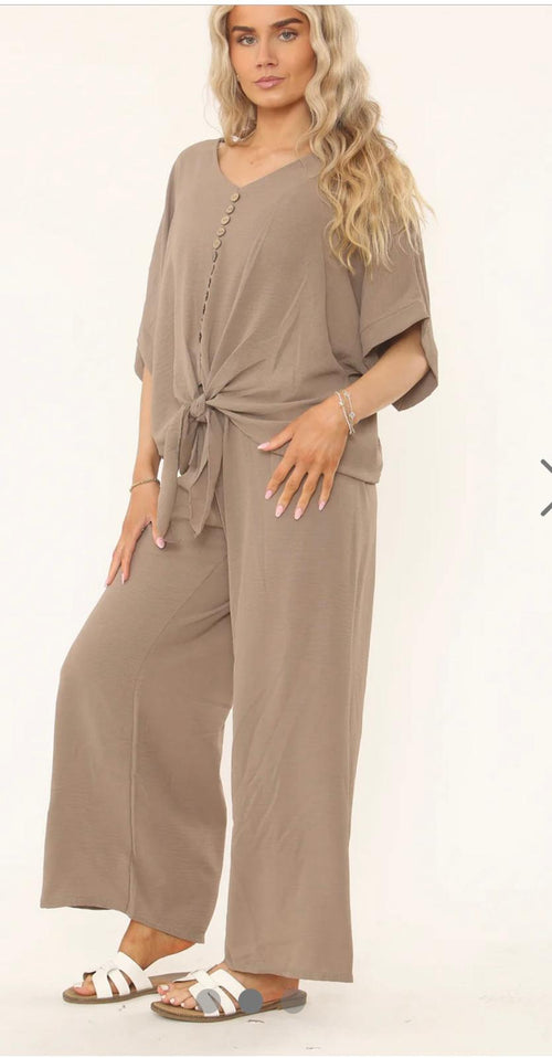 Chloe Front Tie Button Detail Co-Ord Set