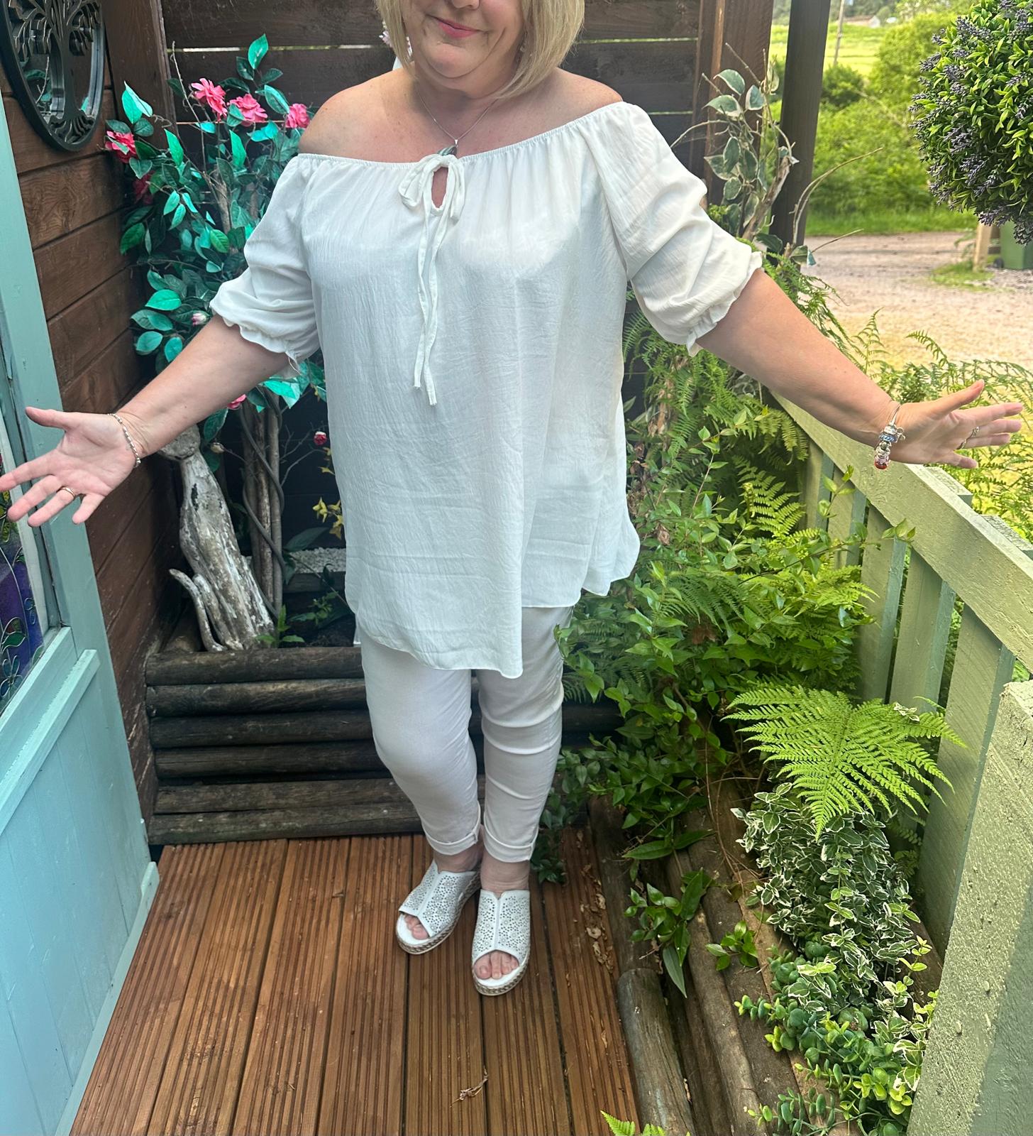 Louise Italian Bardot Oversized Bow Top