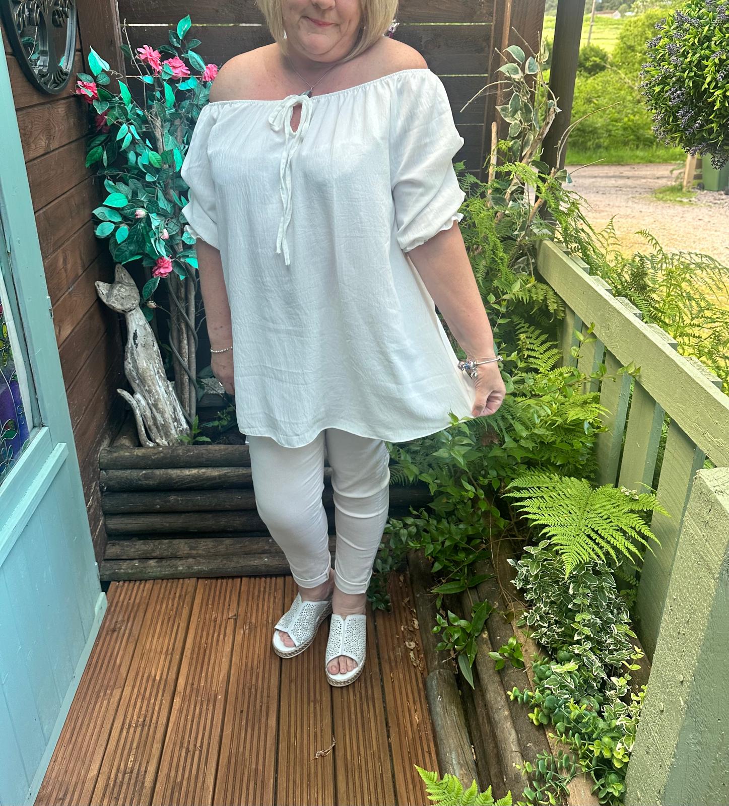 Louise Italian Bardot Oversized Bow Top