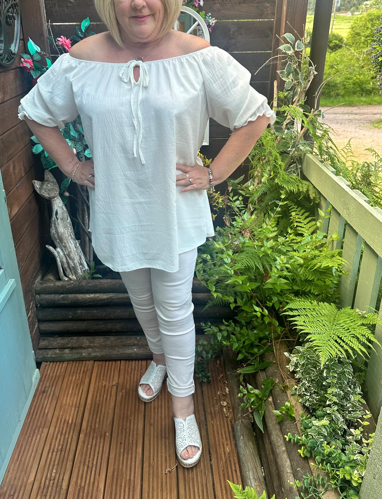 Louise Italian Bardot Oversized Bow Top