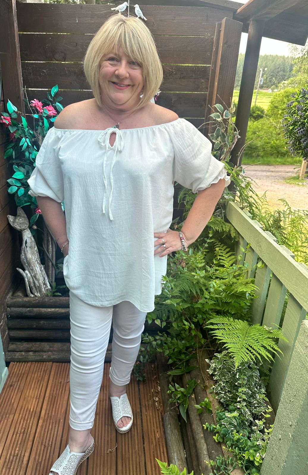 Louise Italian Bardot Oversized Bow Top