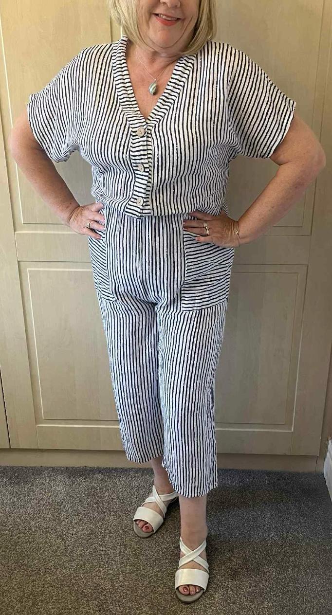 Kayleigh Italian Cotton Pinstripe Jumpsuit