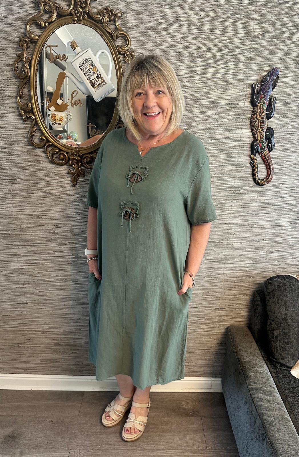 Heidi Italian Cotton Toggle Dress