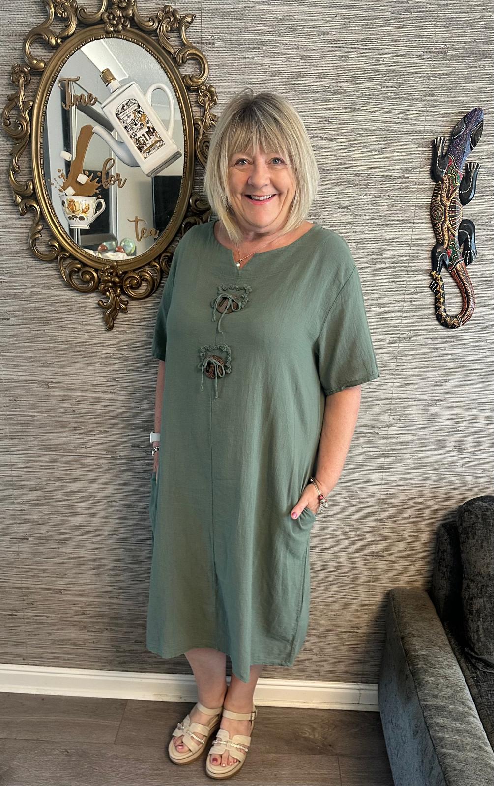 Heidi Italian Cotton Toggle Dress