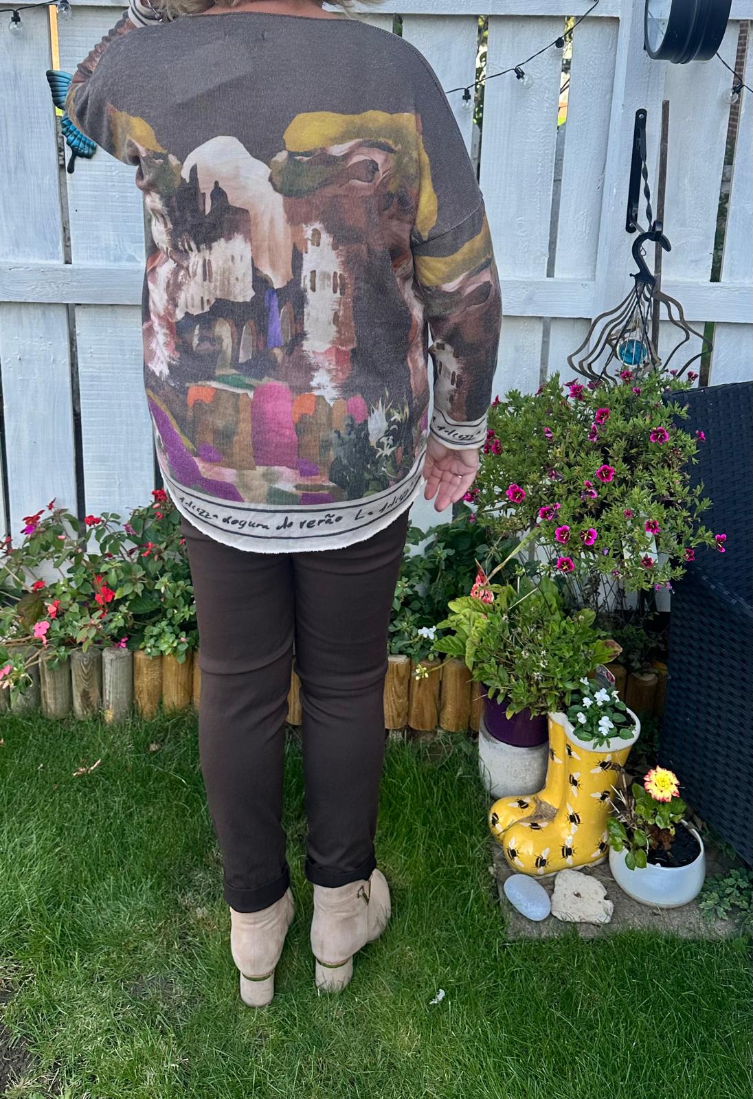 Kerry Landscape Print Fine Knit Italian Jumper