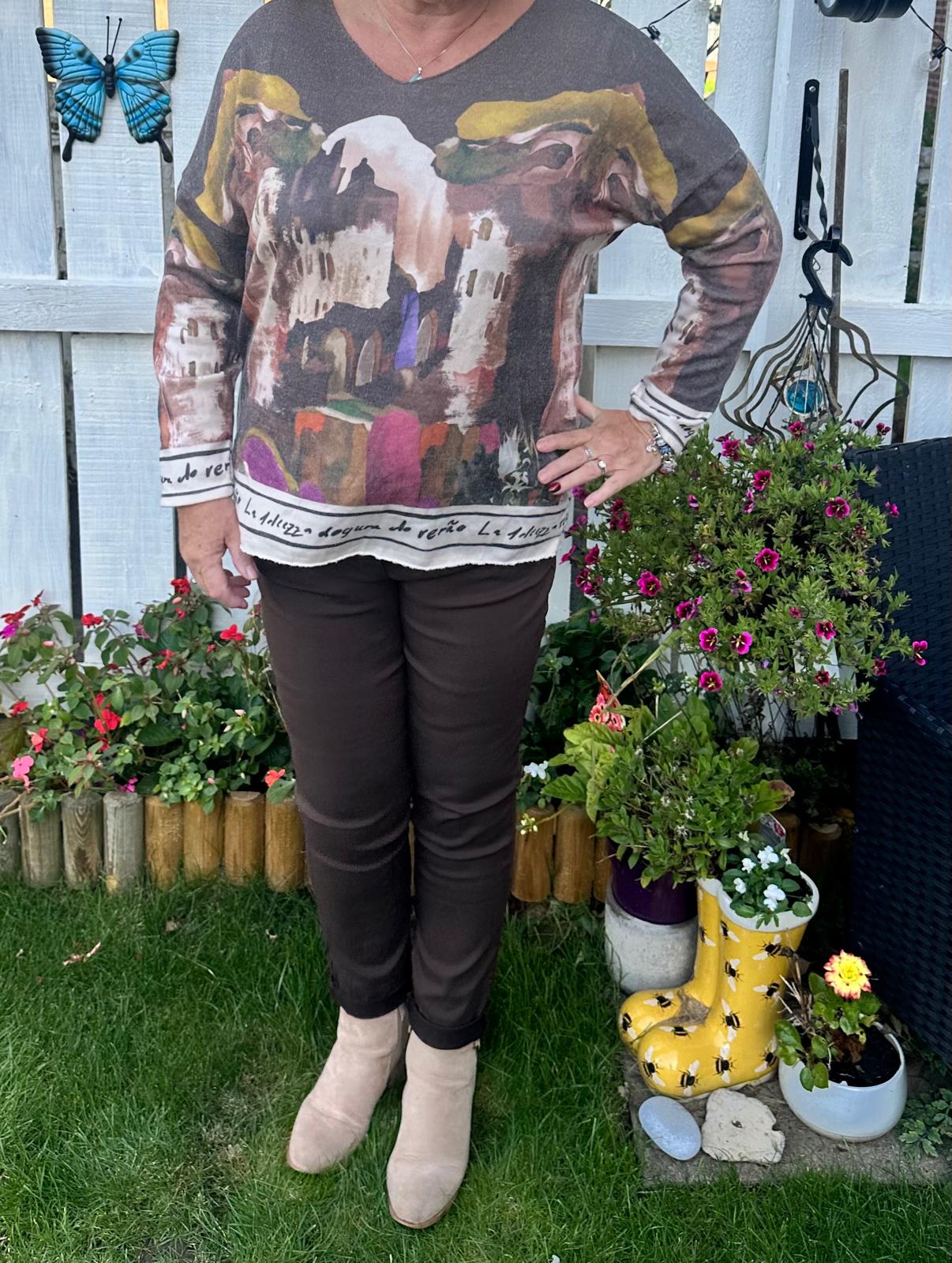 Kerry Landscape Print Fine Knit Italian Jumper