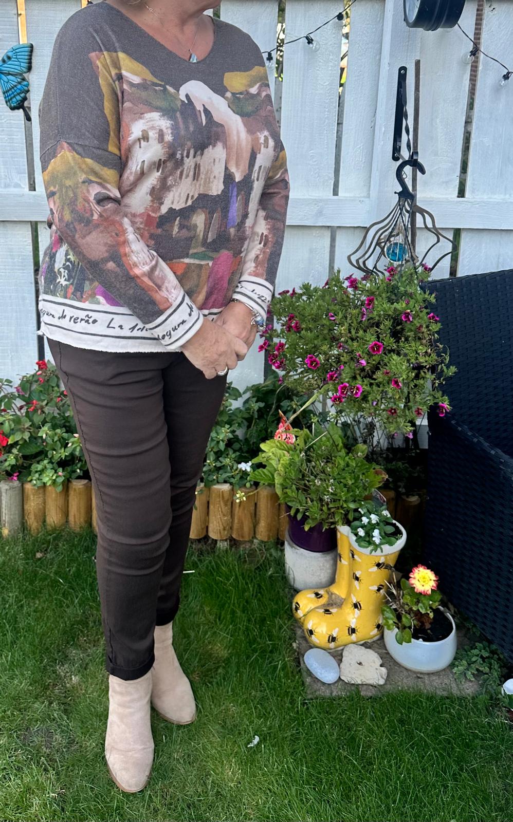 Kerry Landscape Print Fine Knit Italian Jumper