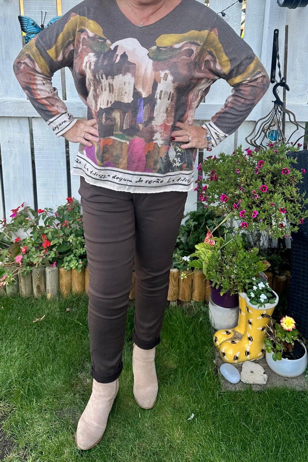 Kerry Landscape Print Fine Knit Italian Jumper