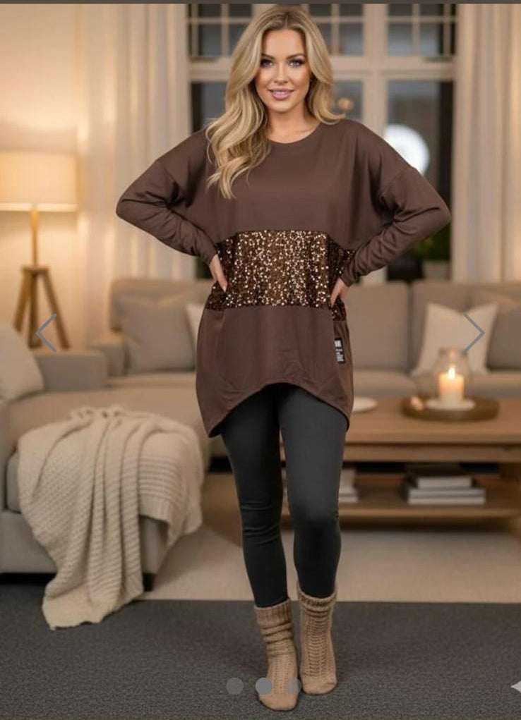 Karon Oversized Sequin Zip Sweater