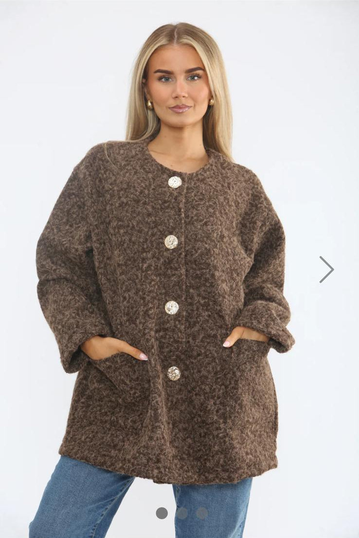 Emma Pocket Detail Gold Button Jacket