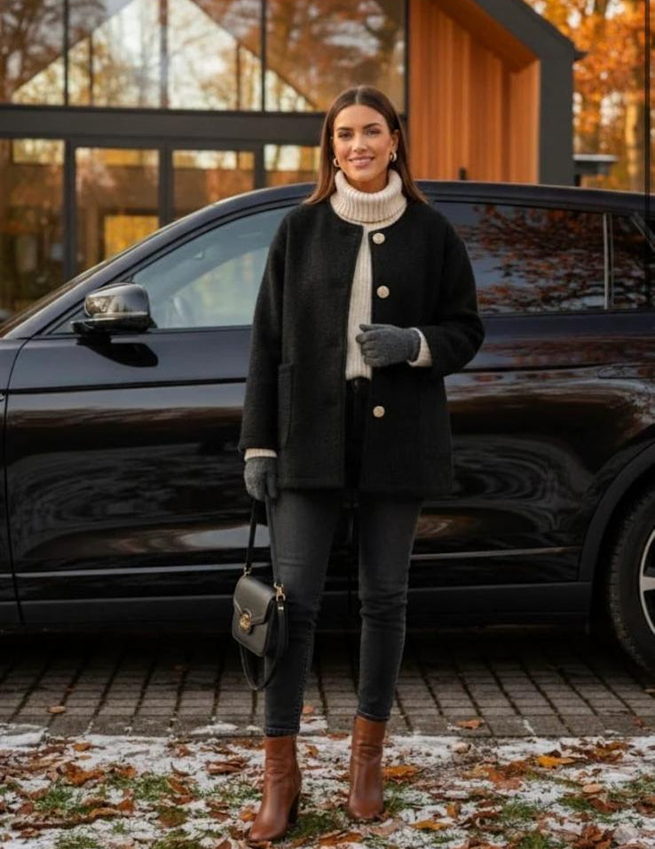 Emma Pocket Detail Gold Button Jacket