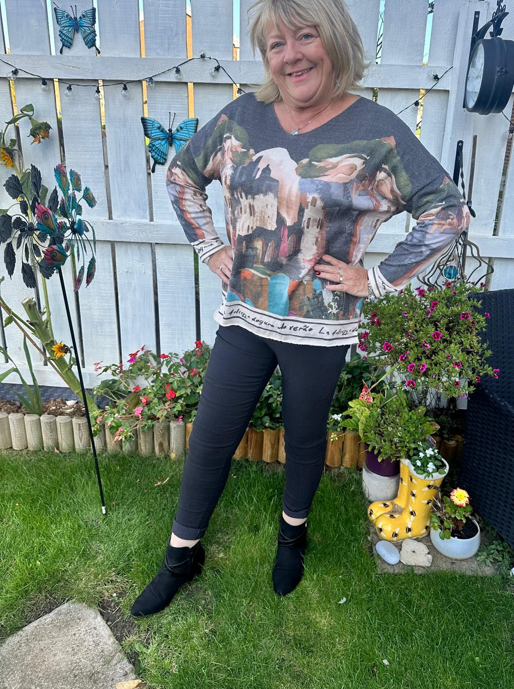 Kerry Landscape Print Fine Knit Italian Jumper