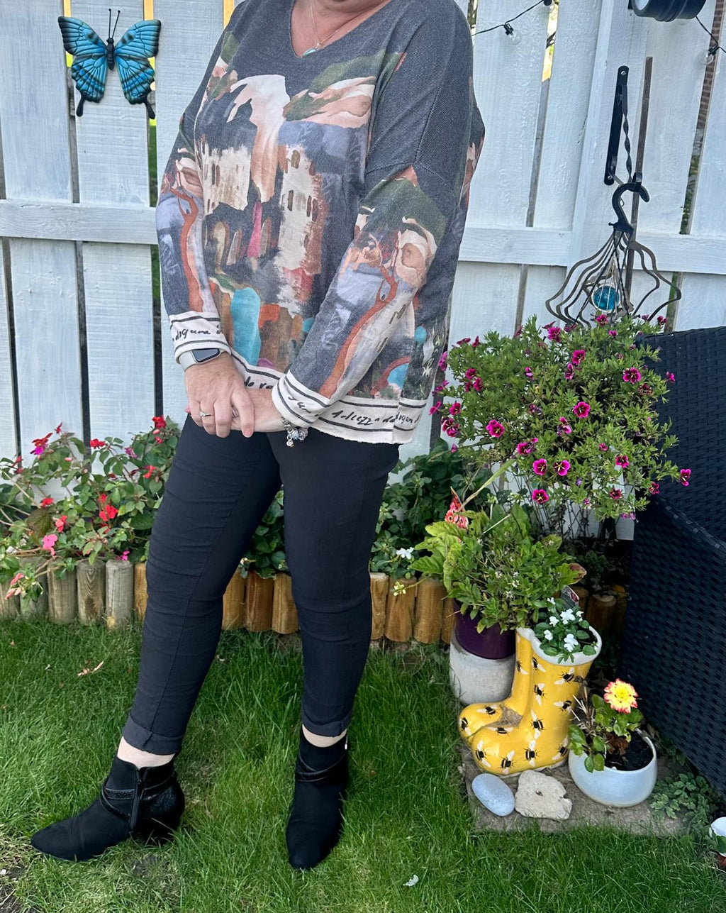 Kerry Landscape Print Fine Knit Italian Jumper