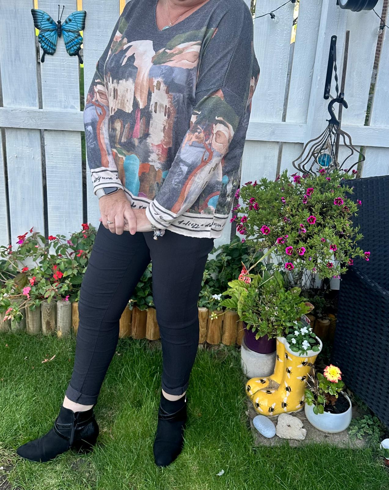 Kerry Landscape Print Fine Knit Italian Jumper