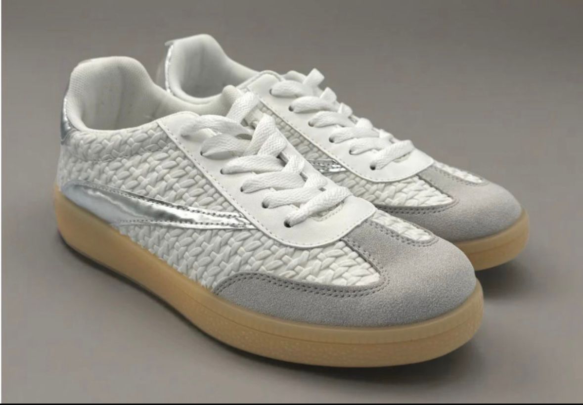 Carrie Silver Foil Detail Trainers