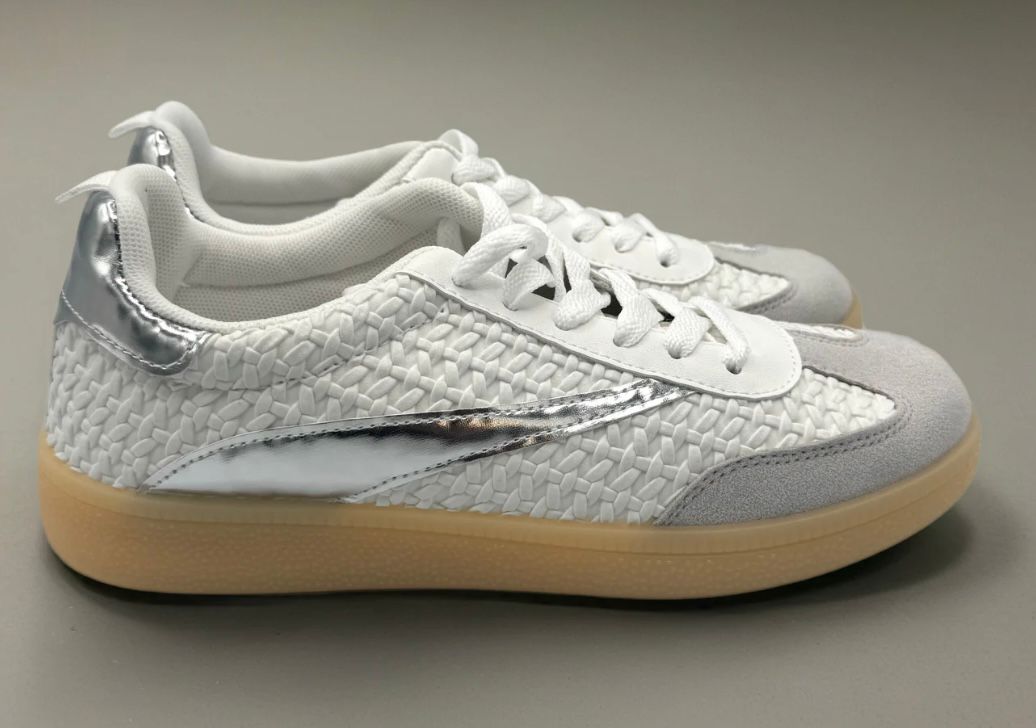 Carrie Silver Foil Detail Trainers