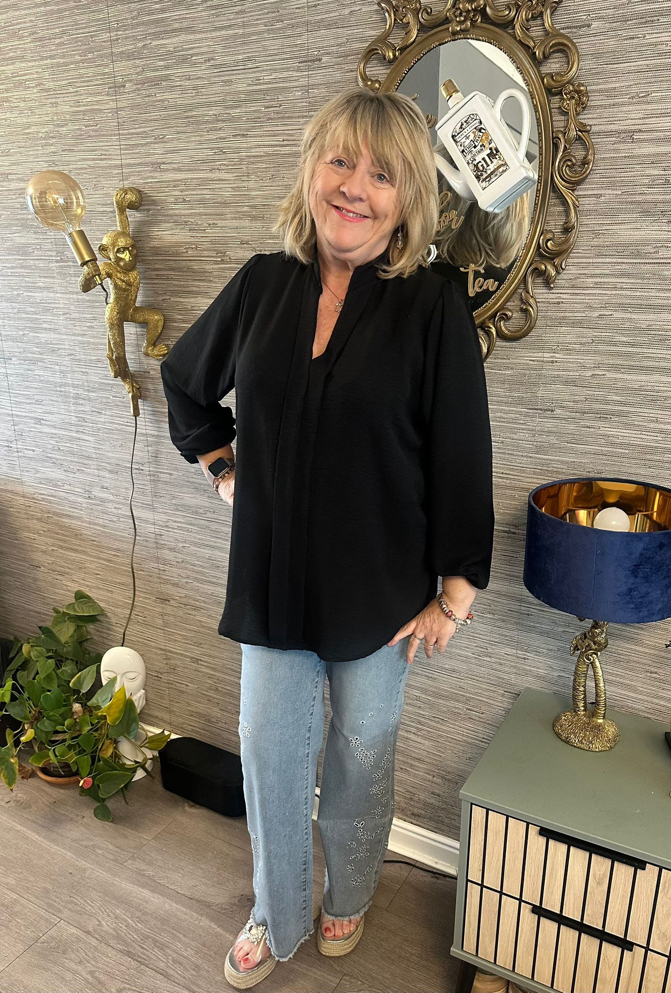 Bethan Italian V-Neck Crepe Style Top