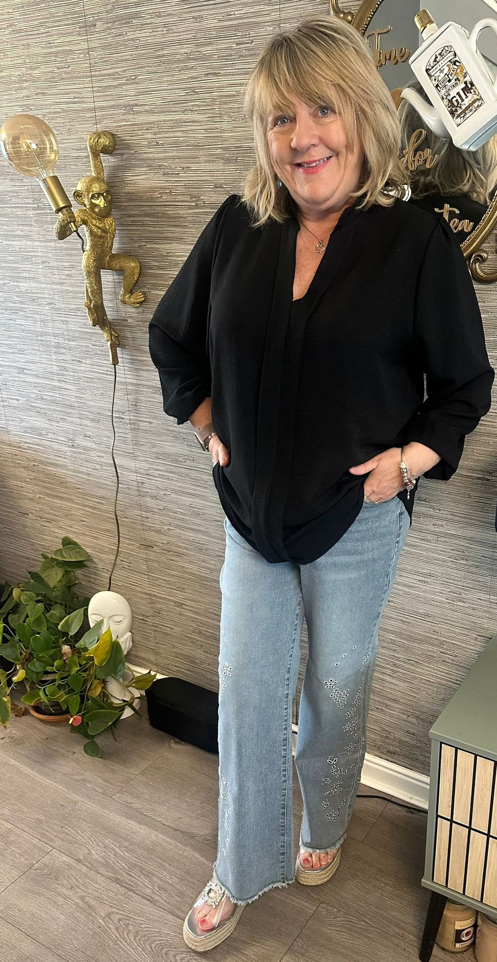 Bethan Italian V-Neck Crepe Style Top