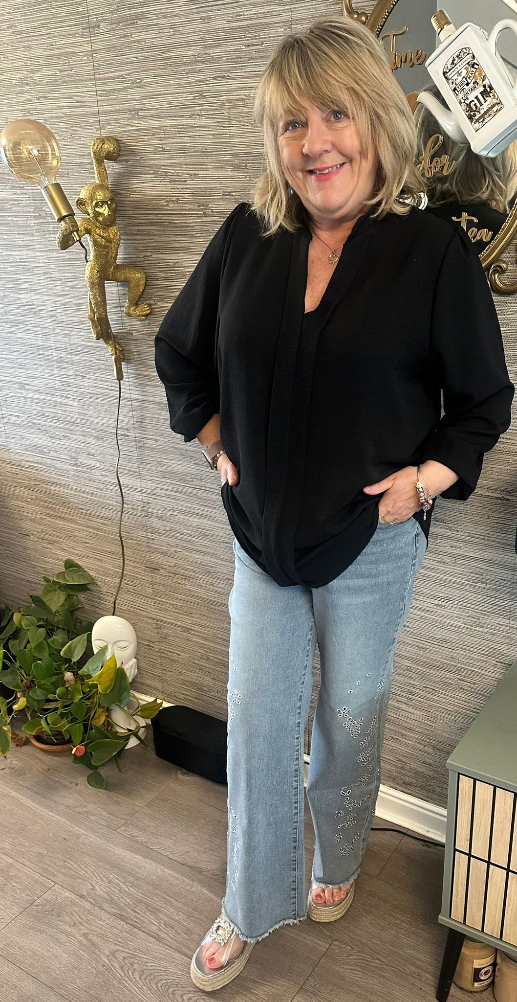 Bethan Italian V-Neck Crepe Style Top