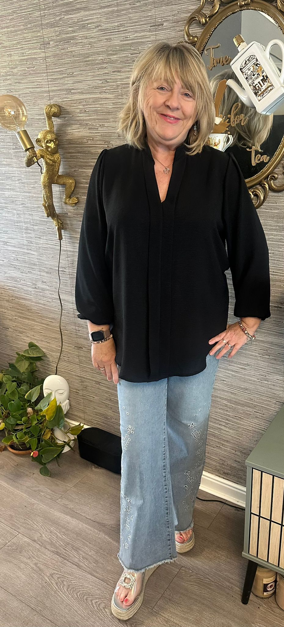 Bethan Italian V-Neck Crepe Style Top