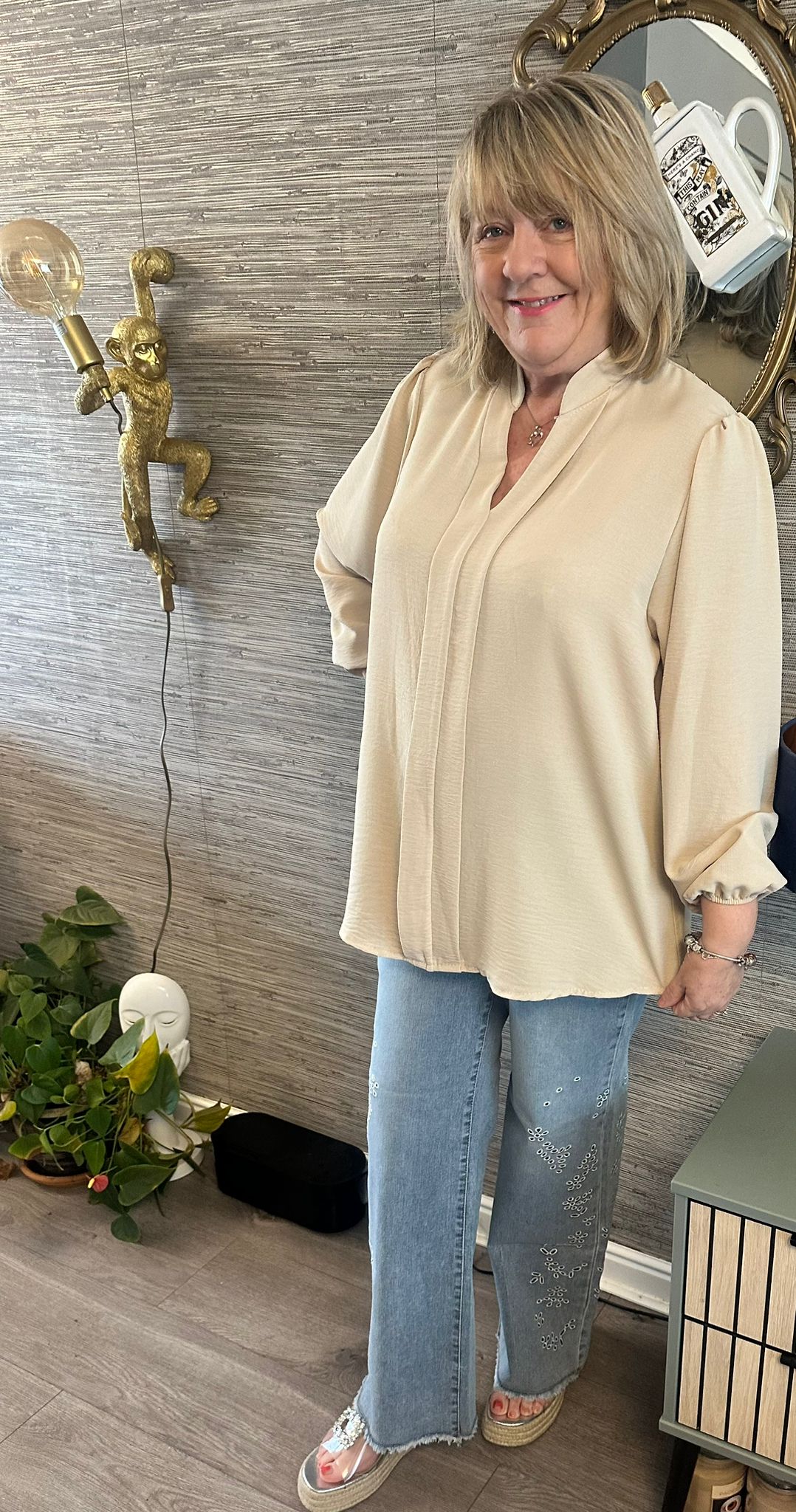 Bethan Italian V-Neck Crepe Style Top