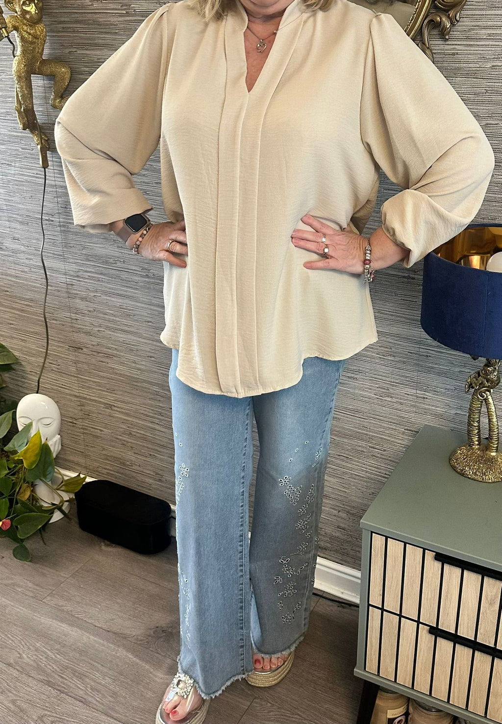 Bethan Italian V-Neck Crepe Style Top