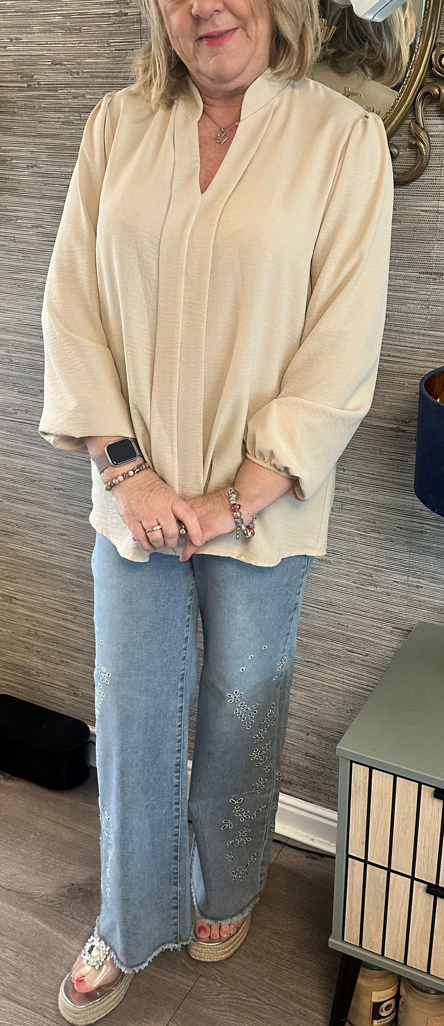 Bethan Italian V-Neck Crepe Style Top