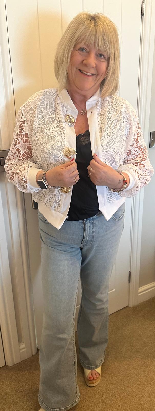 Sharna Gold Button Detail Crochet Jacket