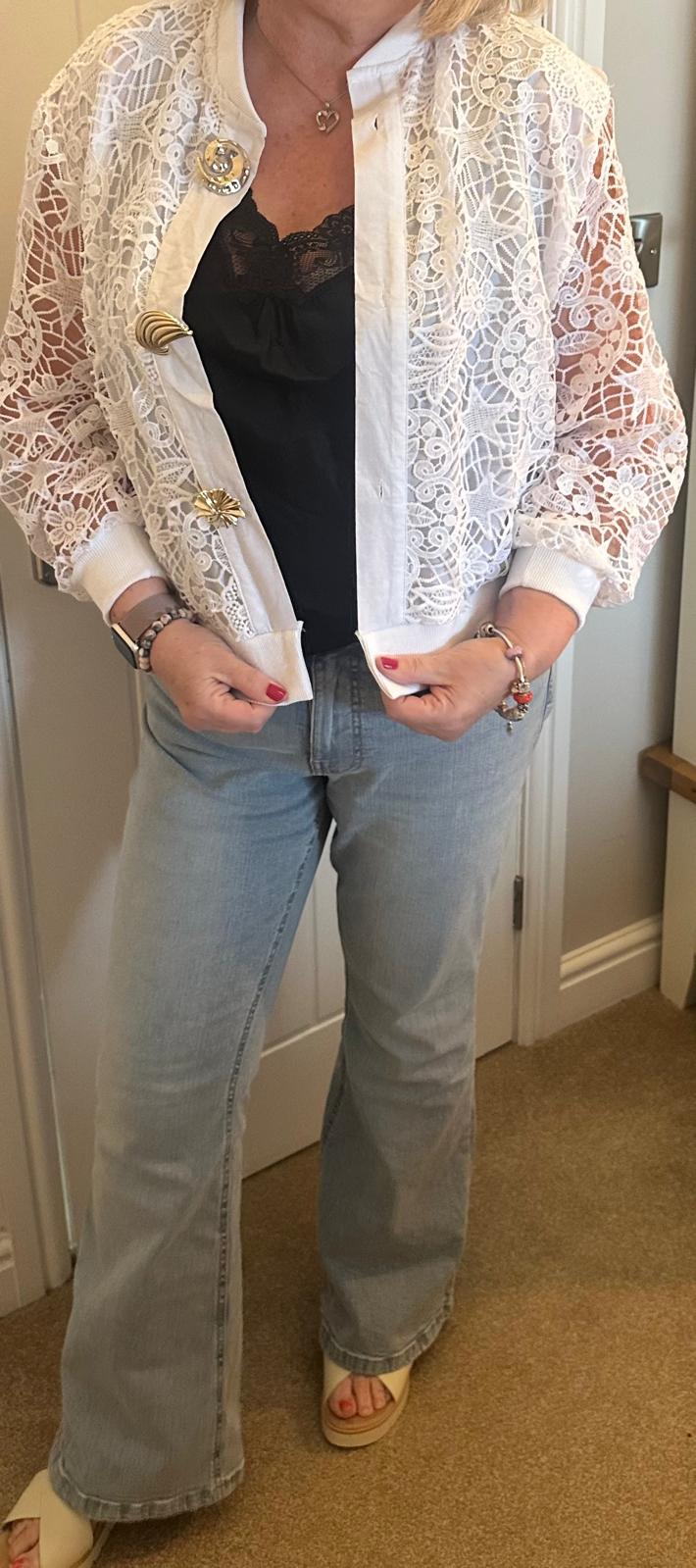 Sharna Gold Button Detail Crochet Jacket