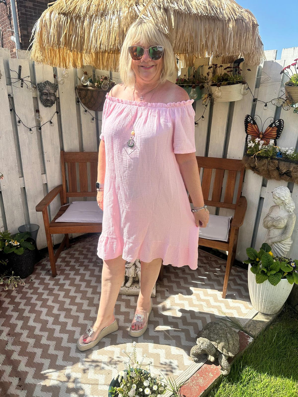 Grace Italian Bardot Frill Hem Dress