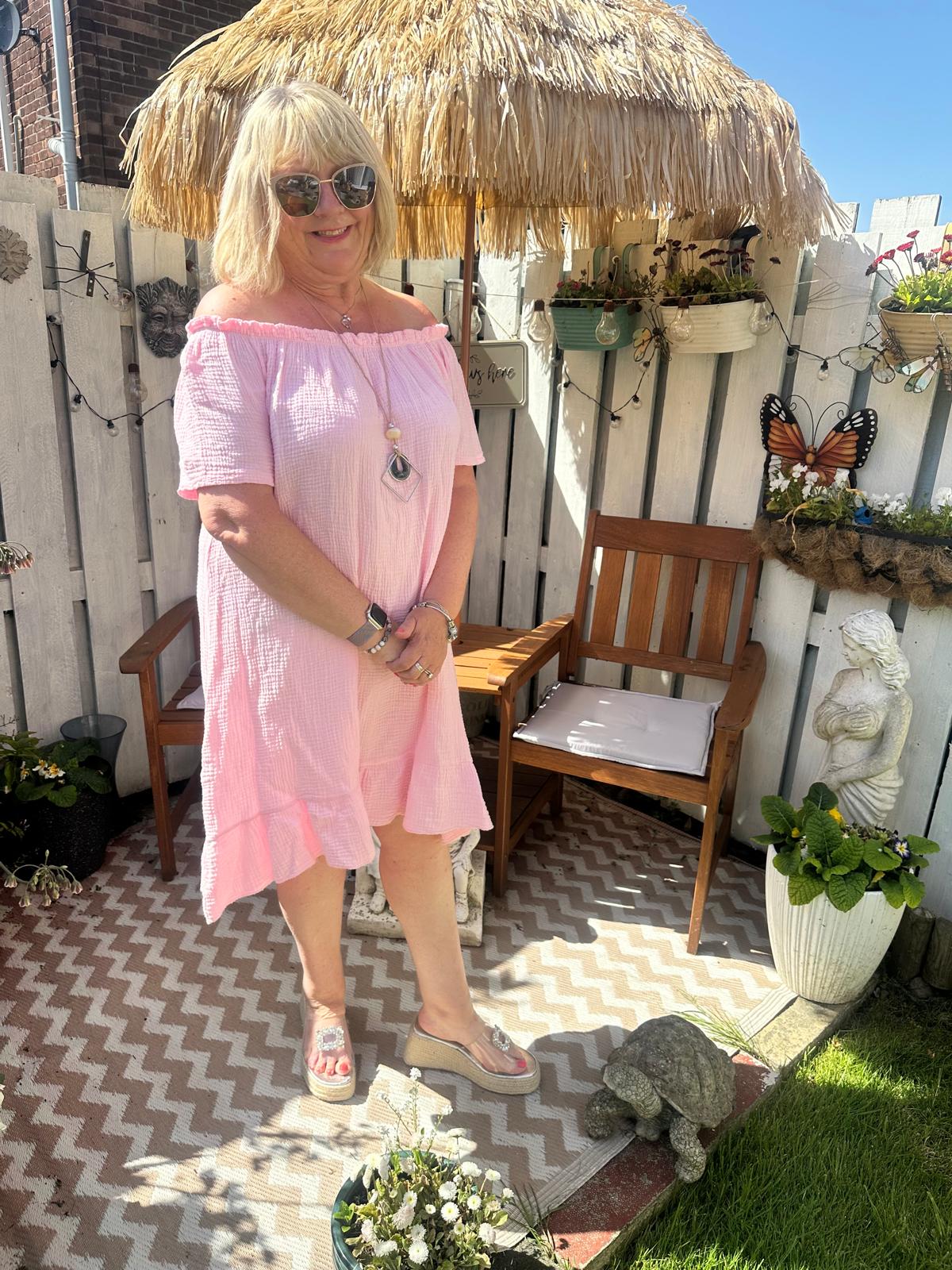 Grace Italian Bardot Frill Hem Dress