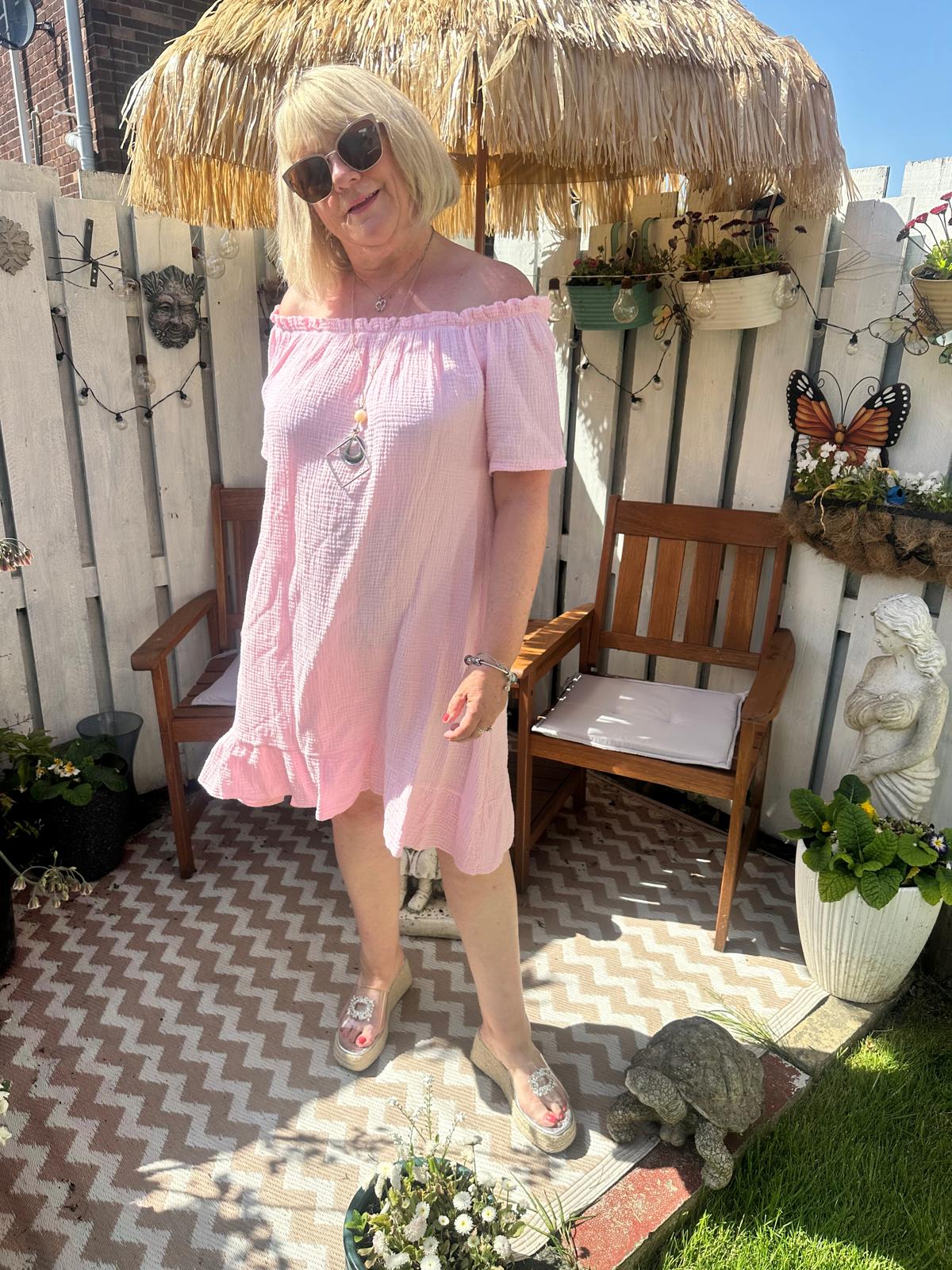 Grace Italian Bardot Frill Hem Dress